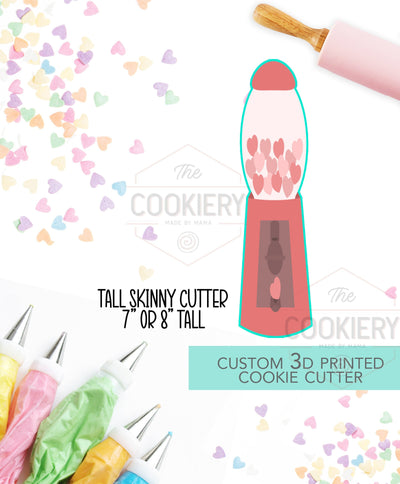 Tall Skinny Gumball Machine Cookie Cutter - Valentine's Day Cookie Cutter - 3D Printed Cookie Cutter - TCK47165