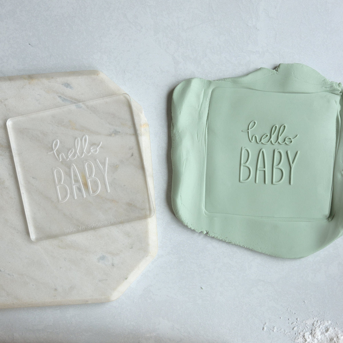 Hello Baby Acrylic Fondant Embosser With Cutter | Baby Shower Cookie S ...