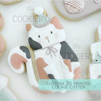 Sitting Birthday Cat Cookie Cutter, Gardening Cookie Cutter - 3D Printed Cookie Cutter - TCK68112