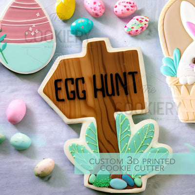 Egg Hunt Wooden Sign Cookie Cutter, Easter Bunny Cutter, 3D Printed Cookie Cutter - TCK89168