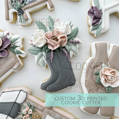 Floral Boots Cookie Cutter - Floral Mother's Day Cookie Cutter - 3D Printed Cookie Cutter - TCK19159
